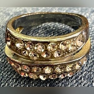 Elegant Gold Tone Crystal Ring Set